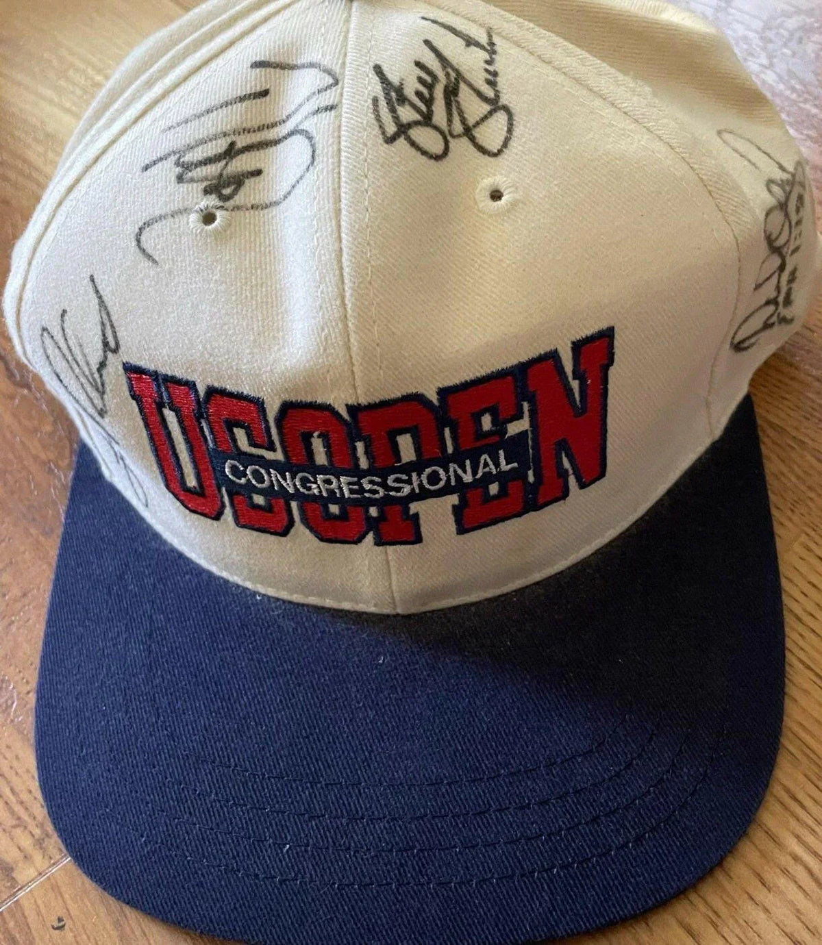 Davis Love Loren Roberts Steve Stricker signed 1997 US Open Congressional golf Cap - AutographsForSale.com