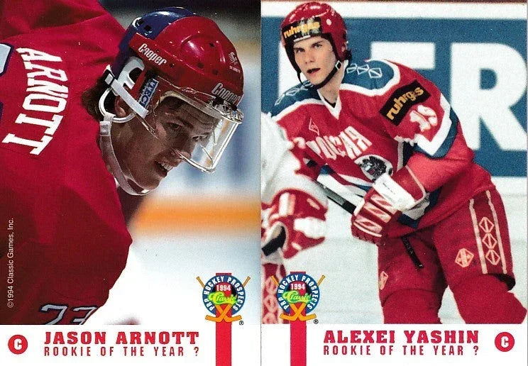 Jason Arnott & Alexei Yashin 1994 Classic Pro Prospects Rookie of Year insert card - AutographsForSale.com