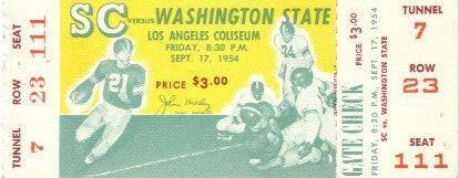 1954 USC Trojans vs Washington State college football ticket - AutographsForSale.com