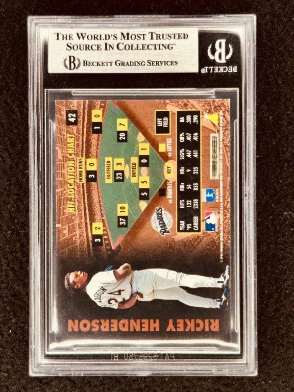 Rickey Henderson autographed San Diego Padres 1996 Pinnacle Zenith card BAS - AutographsForSale.com