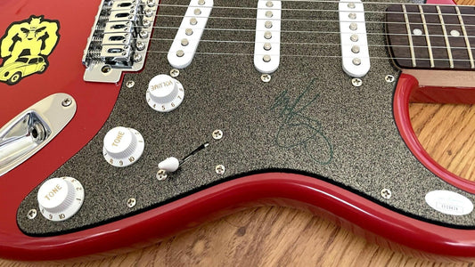 Mark Wahlberg signed Transformers Fender Bullet Red Electric Guitar JSA - AutographsForSale.com