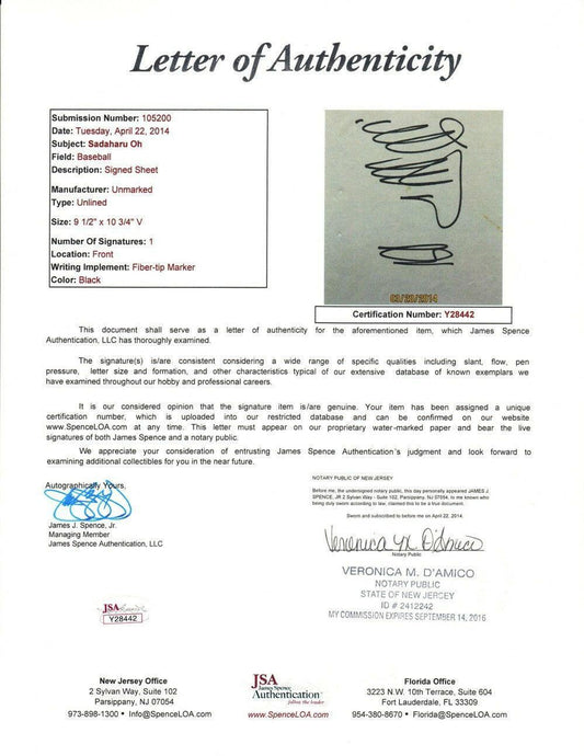 Sadaharu Oh signed shikishi board framed 1977 Sports Illustrated cover JSA - AutographsForSale.com