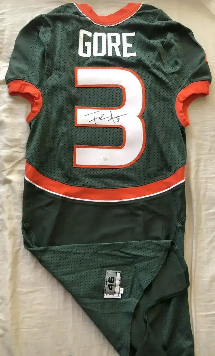 Frank Gore signed Miami Hurricanes 2004 Nike team issue green jersey JSA - AutographsForSale.com