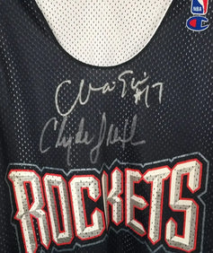 Clyde Drexler & Mario Elie signed Houston Rockets jersey JSA - AutographsForSale.com