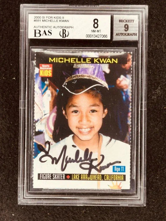 Michelle Kwan signed 2000 SI for Kids card BAS BGS grade 8 - AutographsForSale.com