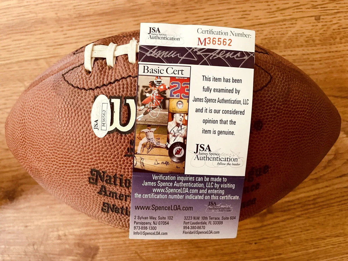 Jim Brown signed NFL game Football JSA Cleveland Browns - AutographsForSale.com