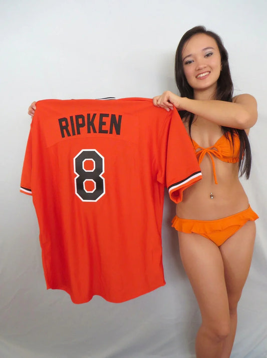 Cal Ripken Baltimore Orioles 1985 to 1988 orange throwback stitched custom jersey - AutographsForSale.com