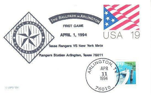 1994 Texas Rangers Ballpark at Arlington 1st Game Commemorative postcard - AutographsForSale.com
