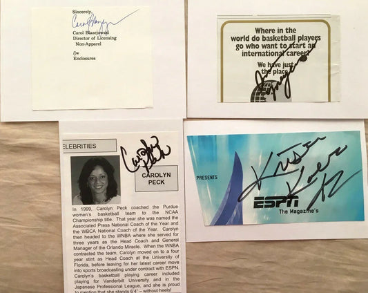 4 women’s basketball cut signatures Carol Blazejowski Kristen Koetsier Ann Meyers Carolyn Peck - AutographsForSale.com