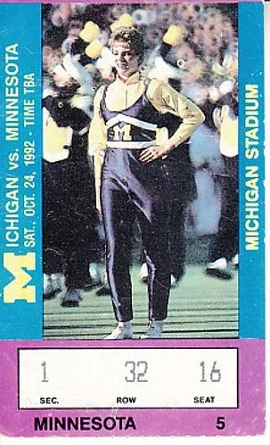 1992 Michigan Wolverines vs Minnesota football ticket stub - AutographsForSale.com