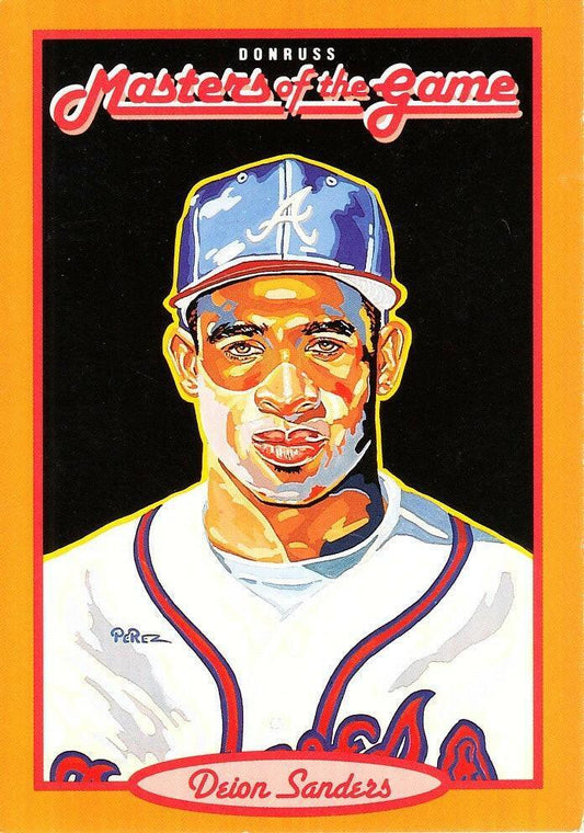 Deion Sanders Braves 1993 Donruss Masters of Game jumbo card - AutographsForSale.com