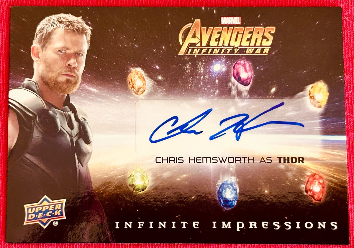 Chris Hemsworth certified autograph Avengers Infinity War THOR 2018 Upper Deck card - AutographsForSale.com