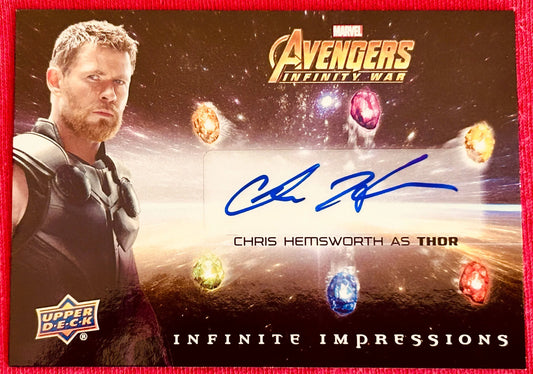 Chris Hemsworth certified autograph Avengers Infinity War THOR 2018 Upper Deck card - AutographsForSale.com