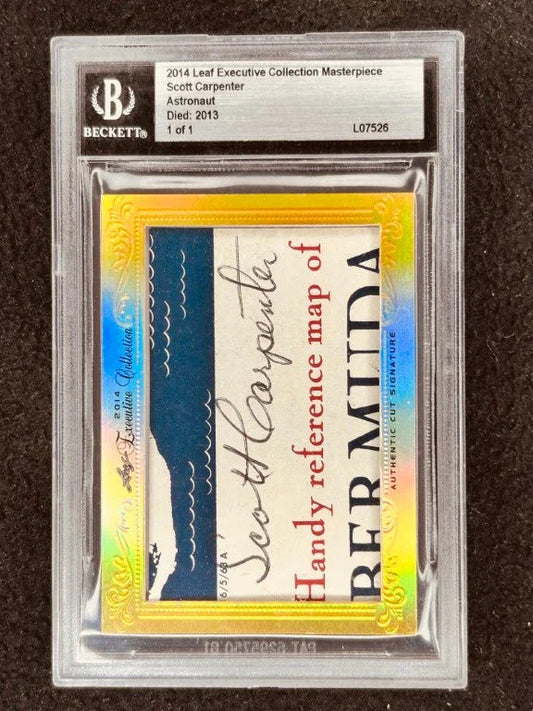 Scott Carpenter 2014 Leaf Masterpiece Cut Signature certified autograph card 1/1 PSA Mercury 7 - AutographsForSale.com