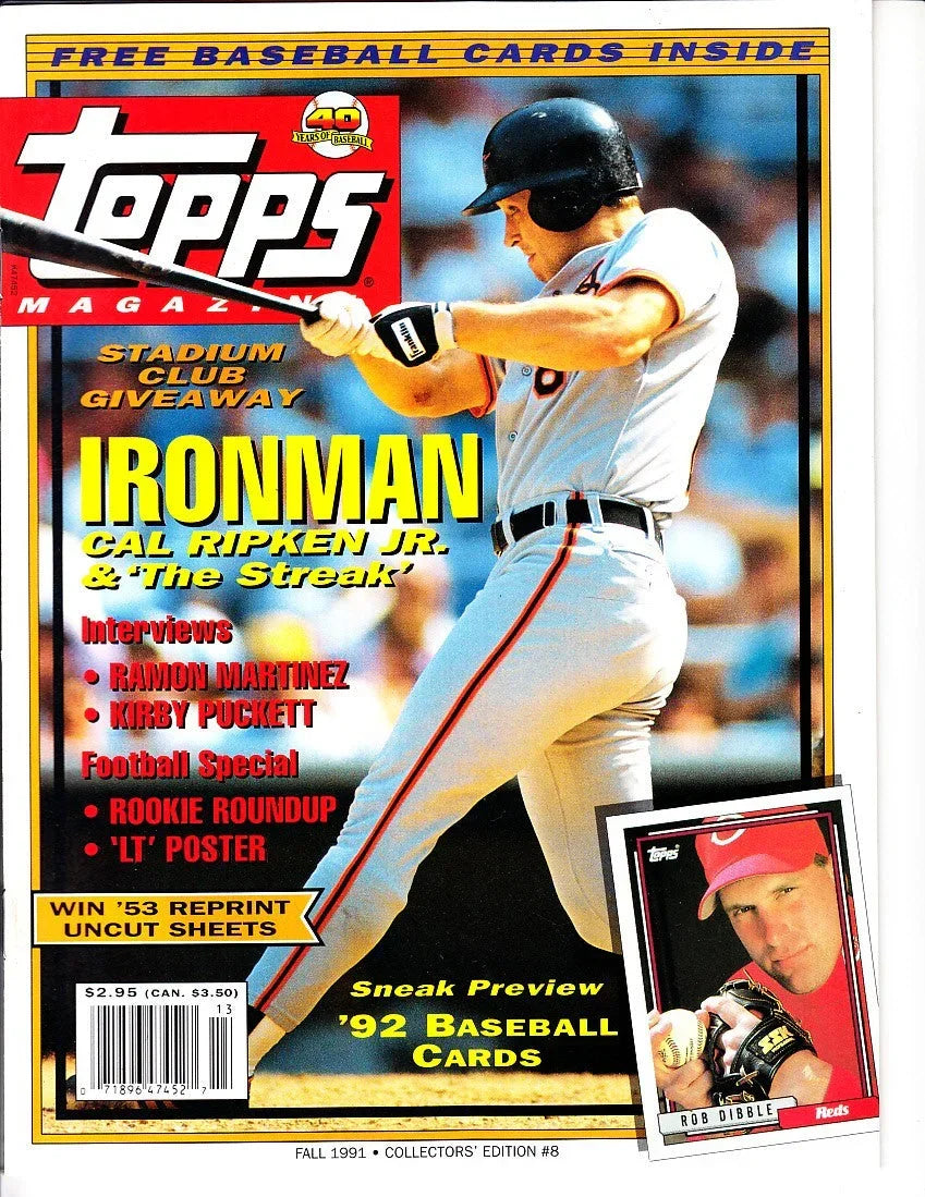 Cal Ripken Orioles Fall 1991 Topps magazine issue 8 - AutographsForSale.com