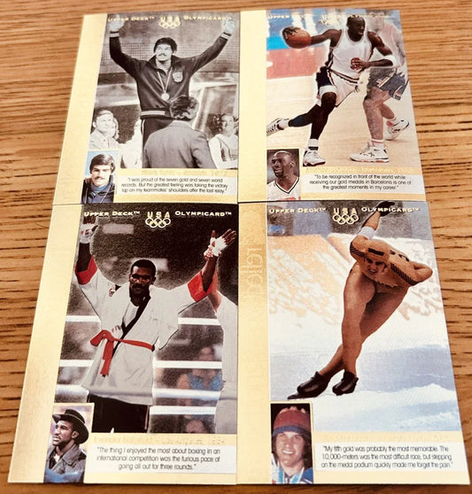 4 1996 Upper Deck US Olympic Reflections of Gold insert cards Michael Jordan Evander Holyfield - AutographsForSale.com
