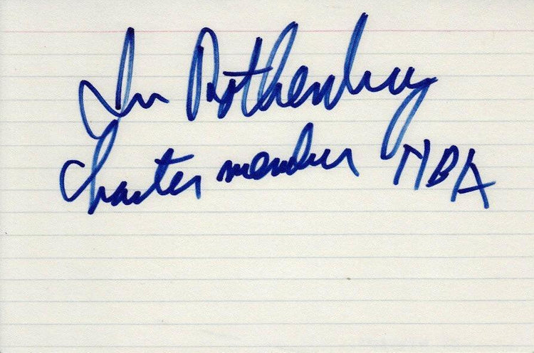 Irv Rothenberg signed index card with Charter member NBA - AutographsForSale.com