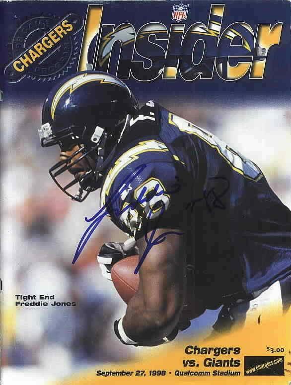 Freddie Jones signed San Diego Chargers 1998 program - AutographsForSale.com