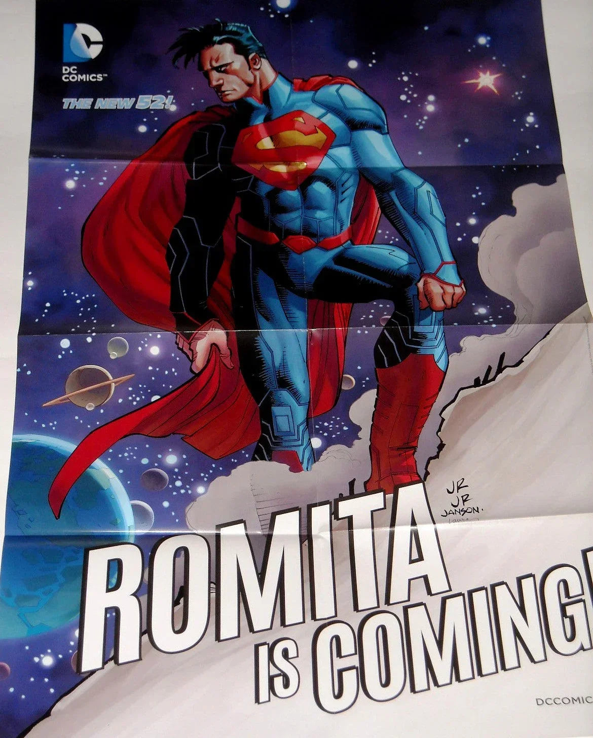 Superman 2014 DC Comics New 52 Romita Is Coming foldout poster John Romita Jr - AutographsForSale.com