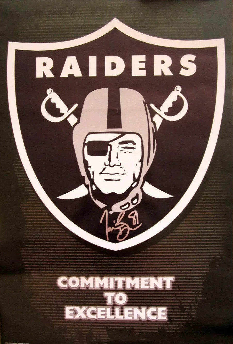 Tim Brown autographed Oakland Raiders logo 22x34 poster JSA - AutographsForSale.com