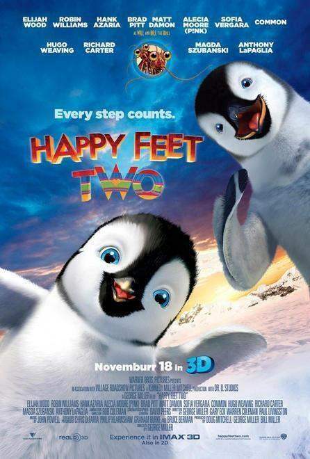 Happy Feet 2 mini 2011 movie poster Elijah Wood Robin Williams Pink - AutographsForSale.com