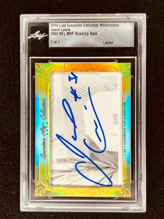 Jamal Lewis 2016 Leaf Masterpiece Cut Signature certified signed card 1/1 Ravens - AutographsForSale.com