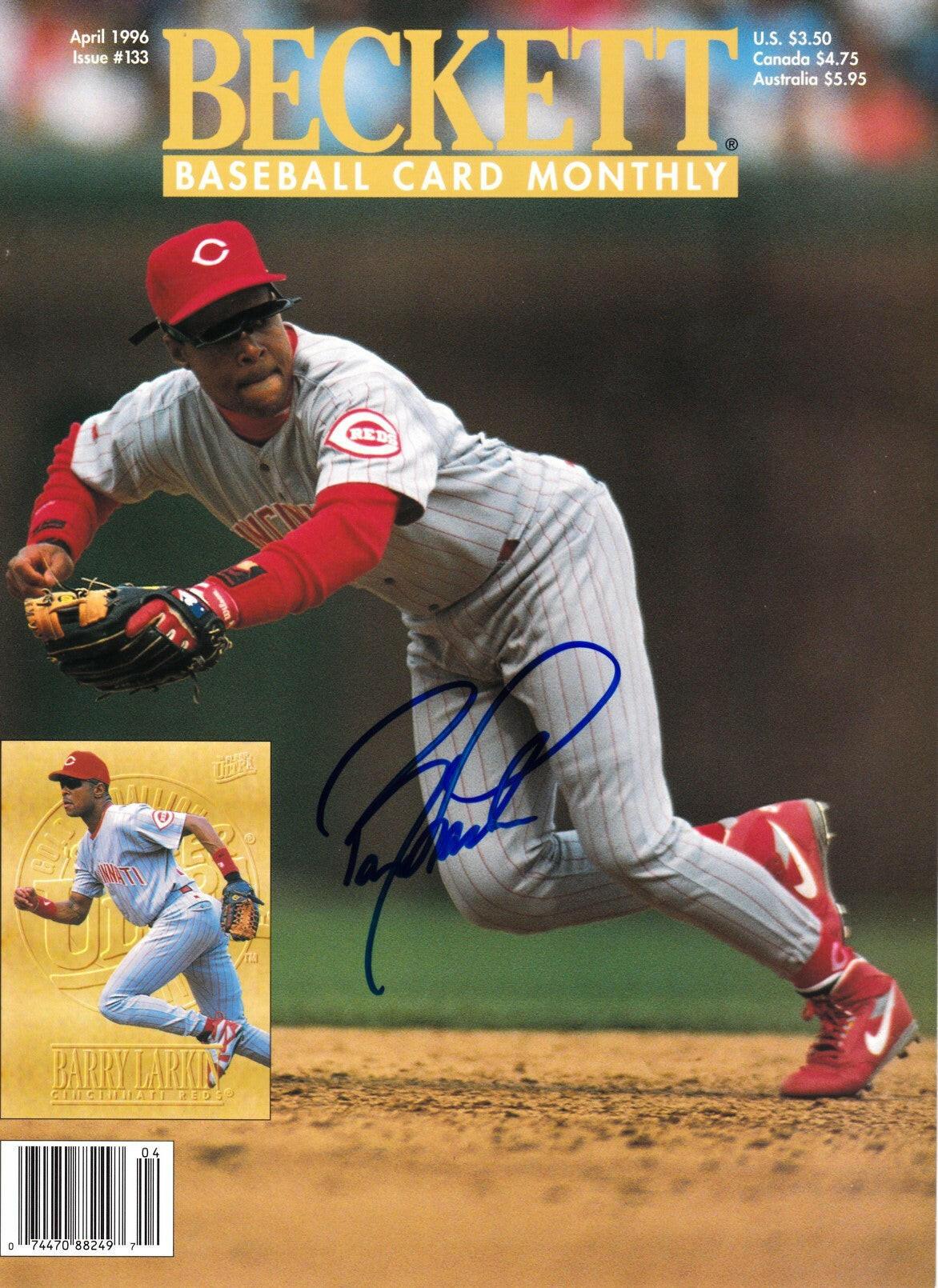 Barry Larkin signed Reds 1996 Beckett Baseball cover - AutographsForSale.com
