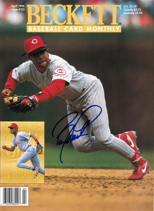 Barry Larkin signed Reds 1996 Beckett Baseball cover - AutographsForSale.com