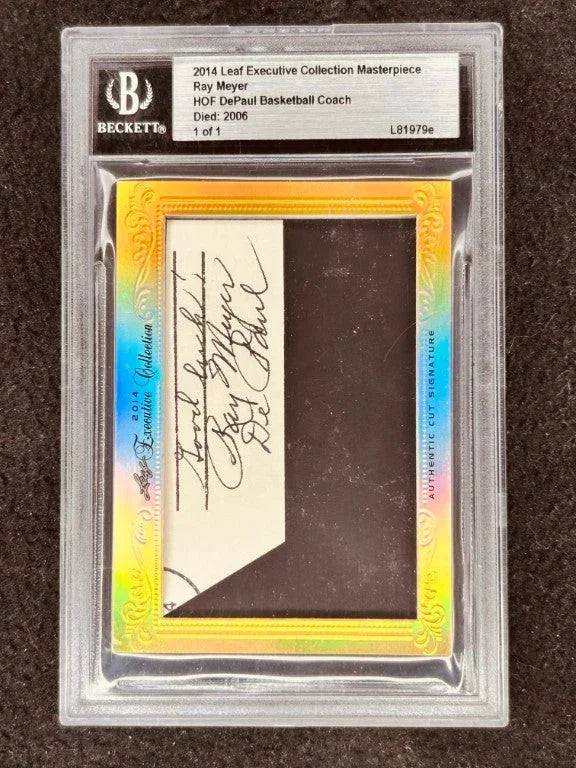 Ray Meyer 2014 Leaf Masterpiece Cut Signature certified signed card 1/1 DePaul - AutographsForSale.com