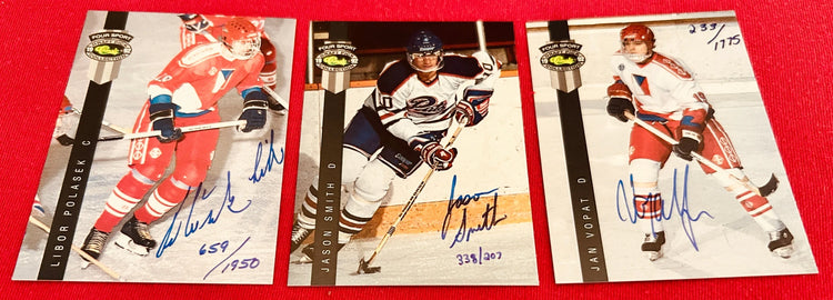3 1992 Classic 4-Sport hockey certified signed cards Libor Polasek Jason Smith Jan Vopat - AutographsForSale.com