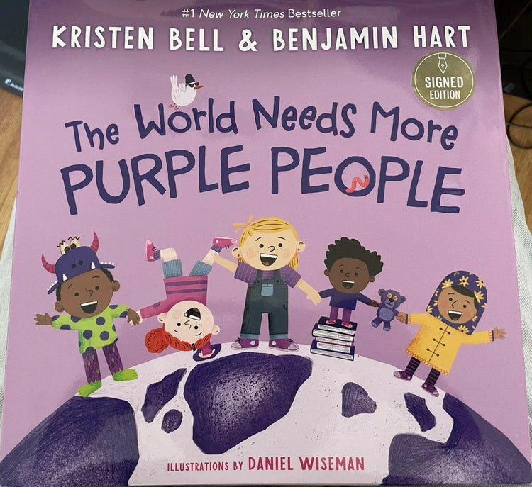Kristen Bell signed World Needs More Purple People book - AutographsForSale.com