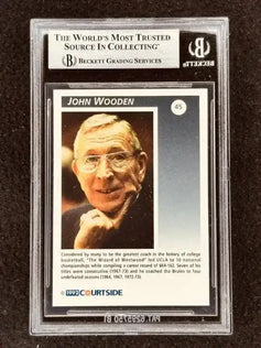 John Wooden signed UCLA 1992 Courtside card BAS certified - AutographsForSale.com