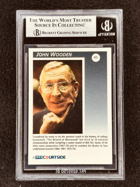 John Wooden autographed UCLA 1992 Courtside Flashback card BAS slabbed - AutographsForSale.com