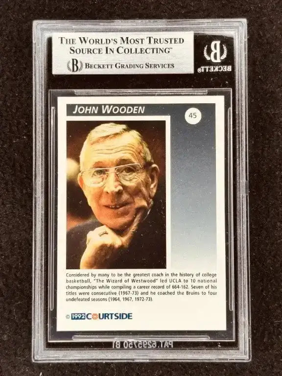 John Wooden signed UCLA 1992 Courtside card BAS certified - AutographsForSale.com