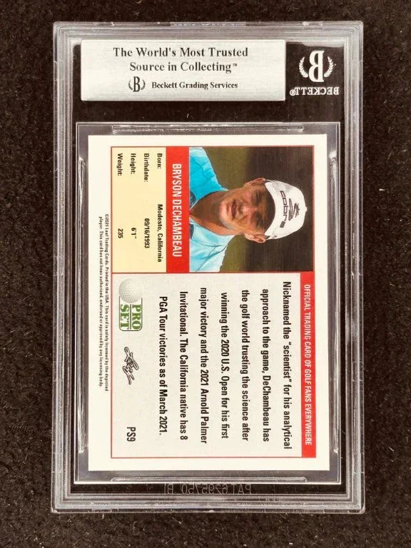 Bryson DeChambeau 2021 Leaf Pro Set Scientist Short Print Rookie Card Graded BGS 9 Mint - AutographsForSale.com