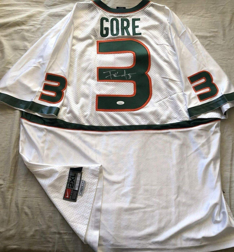 Frank Gore signed Miami Hurricanes 2004 Nike white jersey JSA - AutographsForSale.com