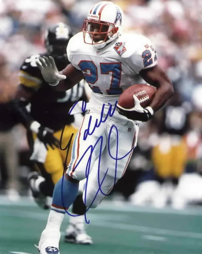 Eddie George autographed 1997 Tennessee Oilers 8x10 photo (Score Board) - AutographsForSale.com
