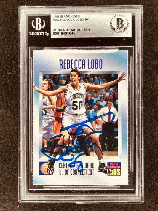Rebecca Lobo autographed UConn 1995 Sports Illustrated for Kids Rookie Card BAS - AutographsForSale.com