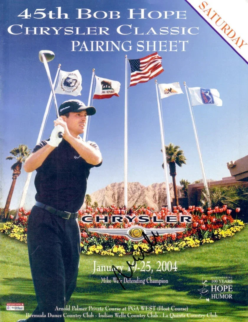 Mike Weir signed 2004 Bob Hope Chrysler Classic pairings guide - AutographsForSale.com