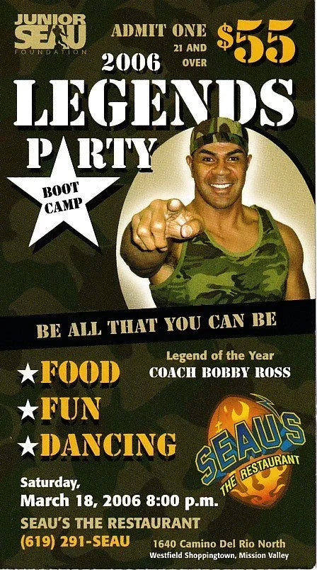 Junior Seau SD Chargers 2006 Legends Party ticket stub - AutographsForSale.com