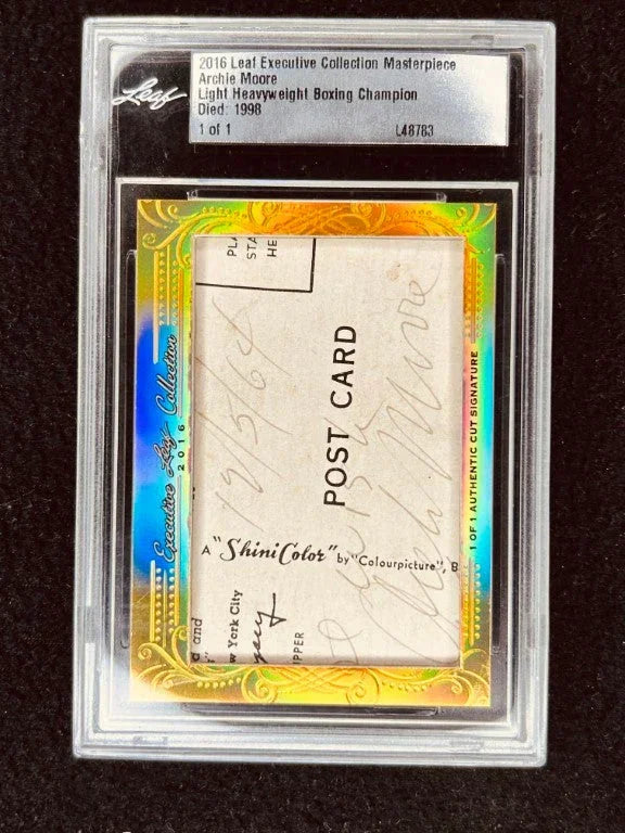 Archie Moore 2016 Leaf Masterpiece Cut Signature certified signed boxing card 1/1 JSA - AutographsForSale.com