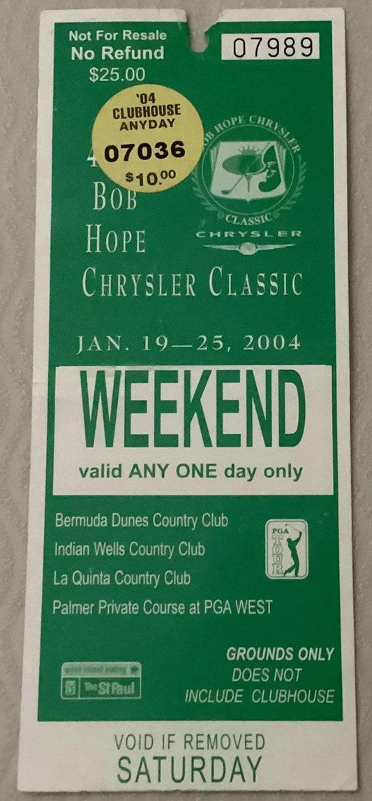 2004 Bob Hope Chrysler Classic golf ticket Phil Mickelson PGA Tour Win 22 - AutographsForSale.com