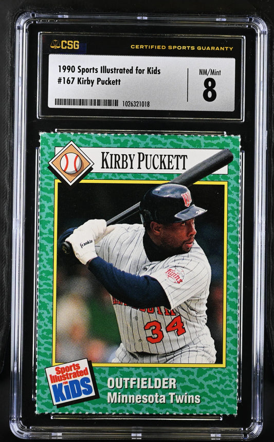 Kirby Puckett Minnesota Twins 1990 Sports Illustrated for Kids card CSG graded 8 NrMt-Mt - AutographsForSale.com