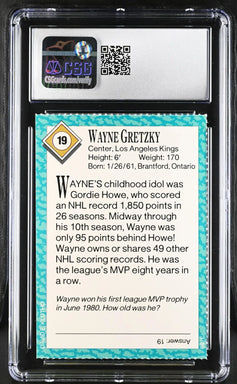 Wayne Gretzky Los Angeles Kings 1989 Sports Illustrated for Kids card CSG graded 7.5 - AutographsForSale.com