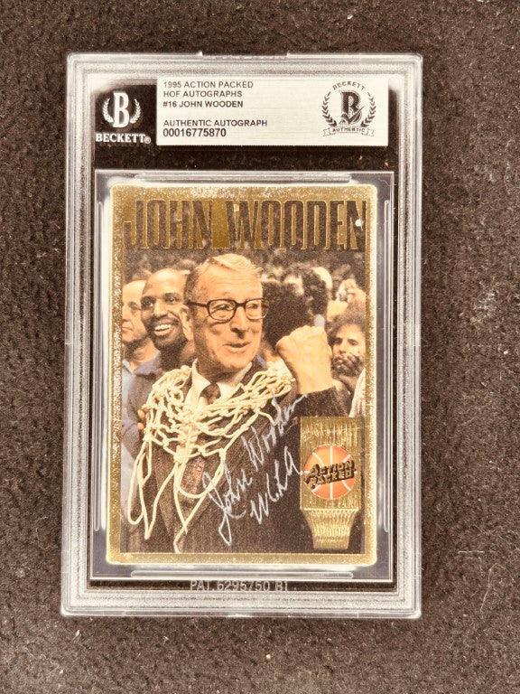 John Wooden certified signed UCLA 1994 Action Packed Hall of Fame card BAS certified - AutographsForSale.com