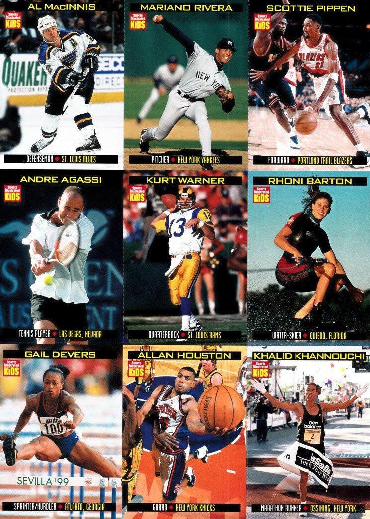 Andre Agassi Scottie Pippen Mariano Rivera Kurt Warner 2000 SI for Kids card sheet - AutographsForSale.com