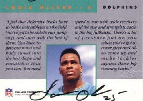 Louis Oliver certified autograph Dolphins 1991 Pro Line card - AutographsForSale.com