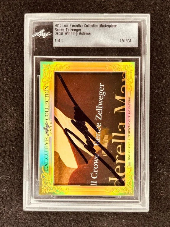 Renee Zellweger 2015 Leaf Masterpiece Cut Signature certified signed card 1/1 JSA - AutographsForSale.com