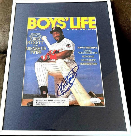 Kirby Puckett autographed Minnesota Twins 1993 Boys Life cover matted and framed JSA - AutographsForSale.com
