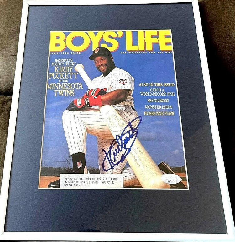 Kirby Puckett autographed Minnesota Twins 1993 Boys Life cover matted and framed JSA - AutographsForSale.com